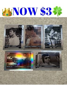 All 5 Bruce Lee Dragon 2024 Silver Chrome Refractor MMA Movie Cards BV $50